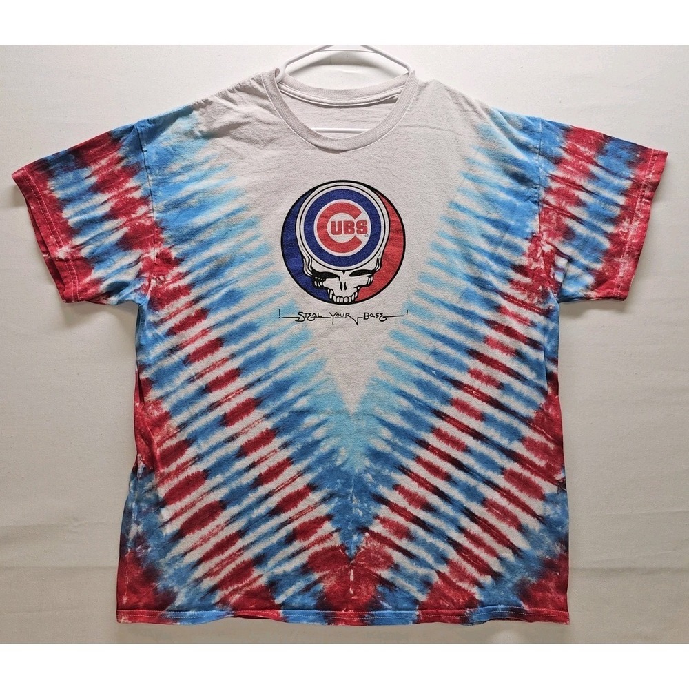 VTG Grateful Dead "Steal Your Base" Liquid Blue Tie-Dye T-Shirt Mens Size XL